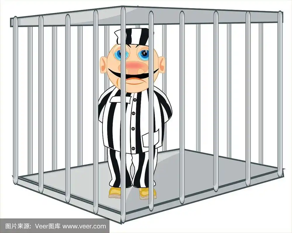 矢量插图的人被捕锁在笼子里