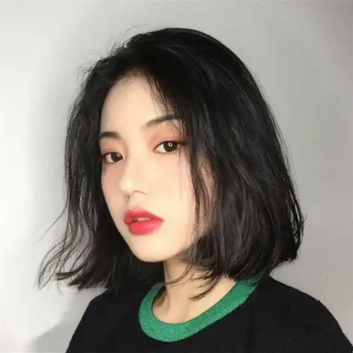 假发女短直发bobo头中分无刘海自然时尚新款少女学生短发全头套式