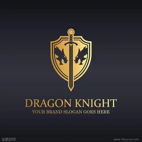 金色龙骑士盾牌logo矢量素材