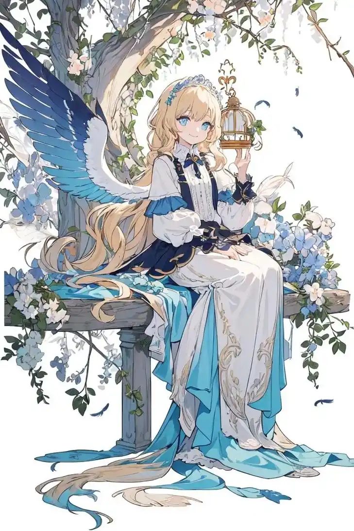 ai插画笼中鸟.#ai绘画 #动漫少女 #治愈画风 #阔爱炸 - 抖音