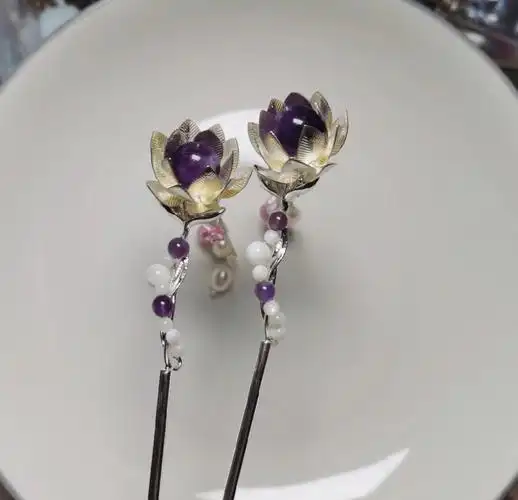 簪娘出簪天然紫水晶发簪