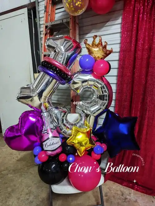 生日派对气球布置数字气球立柱