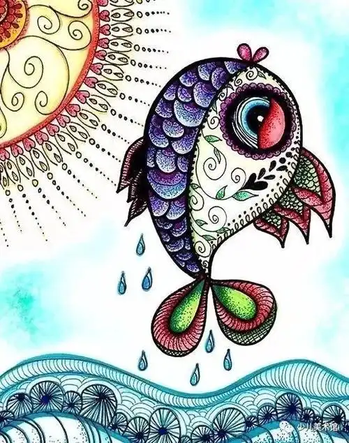 没想到吧线描还可以这么呆萌彩色线描更锻炼孩子的色彩能力哦