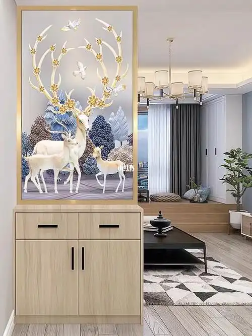 客厅入户进门鞋柜屏风隔断装饰设计效果图