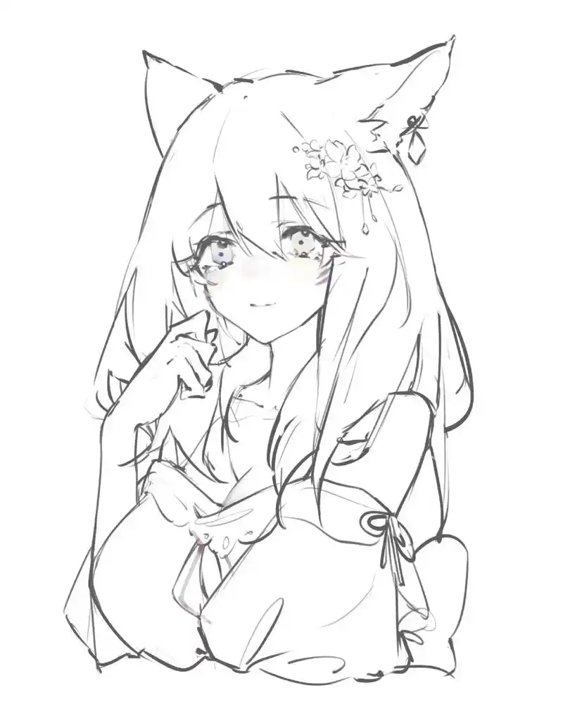 猫娘.日常的摸鱼#procreate绘画 #绘画 #ff14 - 抖音