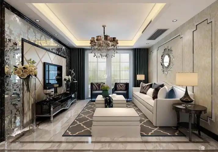 杭州免费量房现代欧式122平米三房二厅一卫明快装修效果图