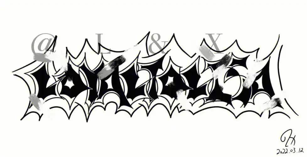 英文花体字母暗黑风原创设计