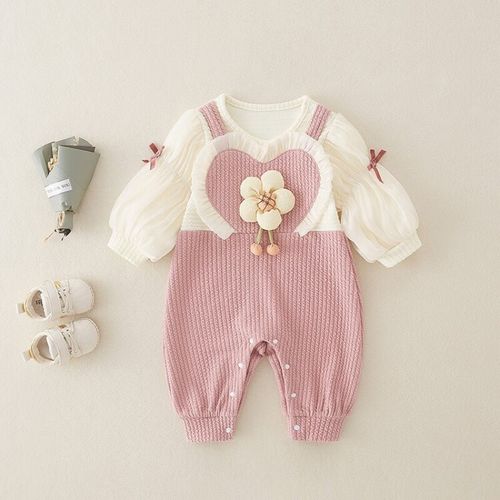 河马连萌婴儿衣服春装新生儿女宝宝连体衣满月百天超萌外出哈衣爬服春