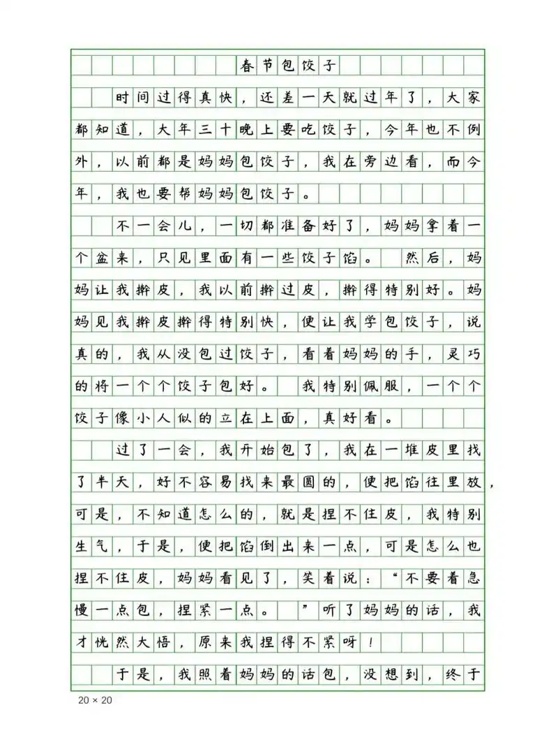 小学生春节作文《春节包饺子》500字