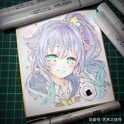 马克笔动漫人物手绘,好漂亮的颜色啊