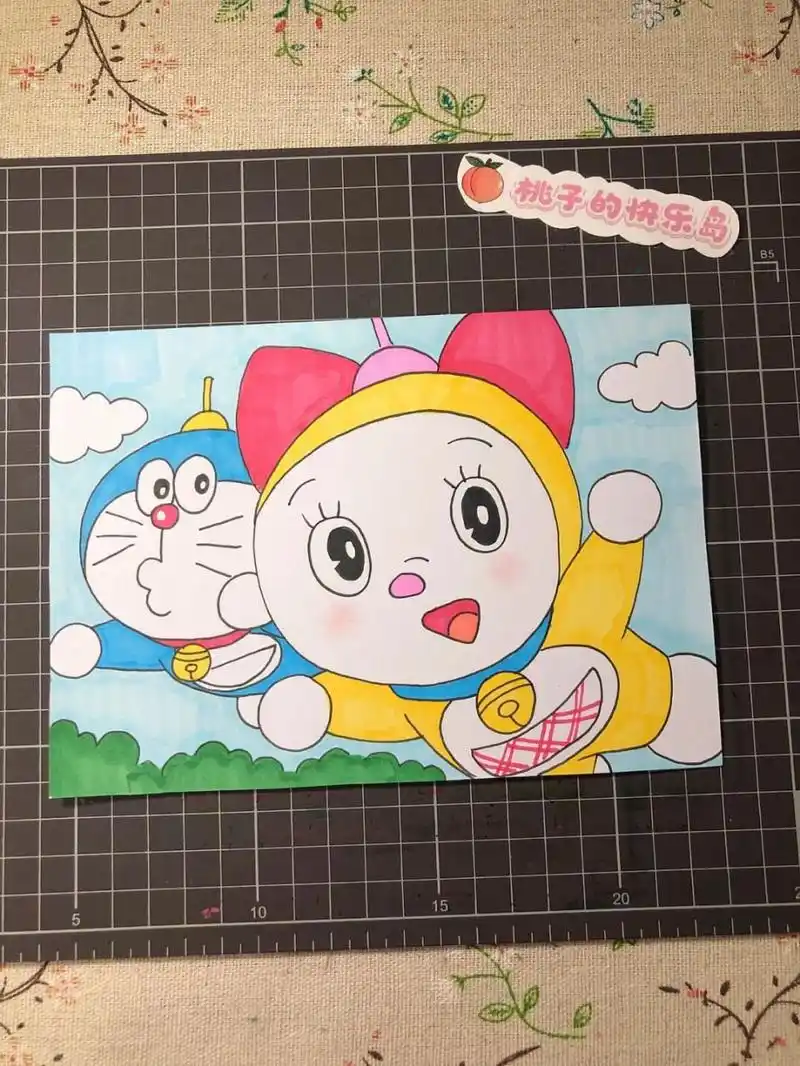 第127幅 图文|多啦a梦卡通画,马克笔简笔画 多啦a梦,附线稿.