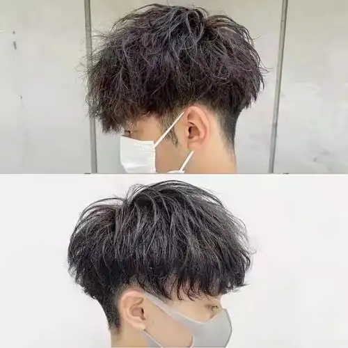 摩根烫头顶头发必须保留足够的长度,刘海偏长一些,这