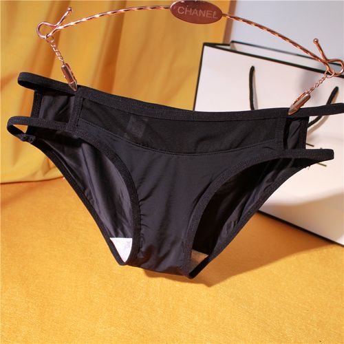 冰丝 网纱▲内裤女低腰性感 薄款裤头蕾丝无痕黑色欧美三角裤