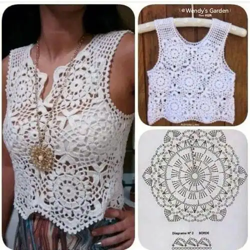 两款拼花衣服单元花图解