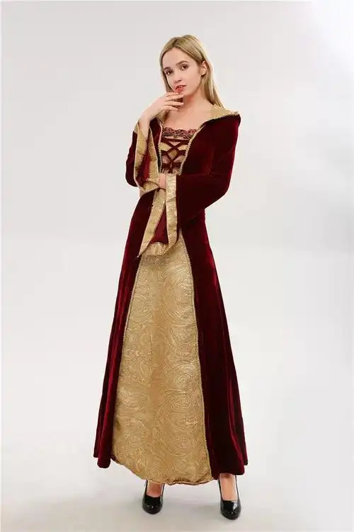 万圣节连帽欧洲复古宫廷长裙奢华女王皇后服装酒吧ds舞台派对女装