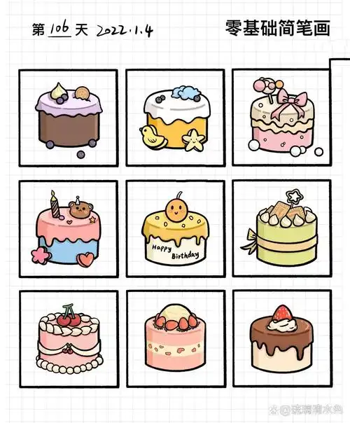 控笔打卡第106天|蛋糕简笔画素材|上色篇