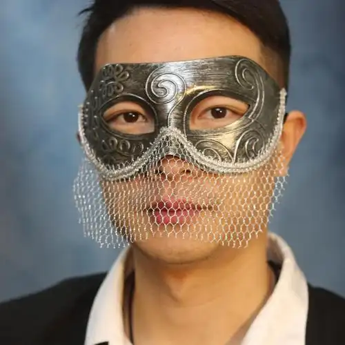 蒙面唱将面具 男士朋克夸张 银色简约蒙面歌手唱将万圣节假面舞会面具