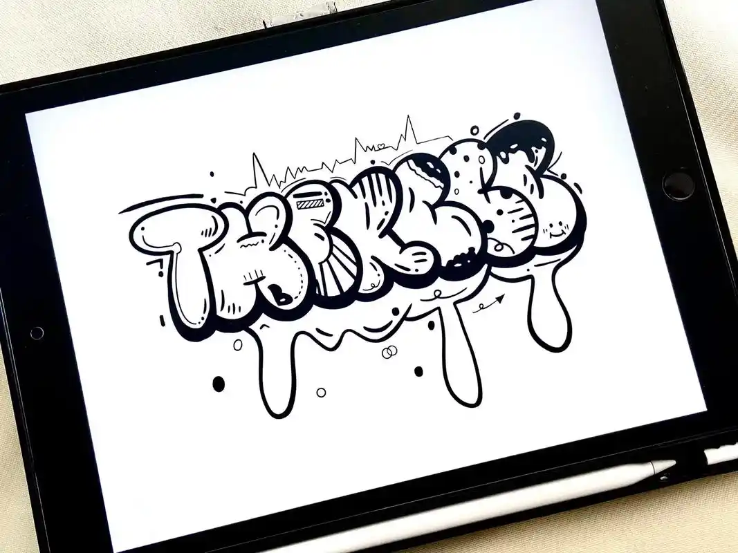 又酷又可爱的泡泡字【9/100】#涂鸦 #画画 #临摹 #每 - 抖音