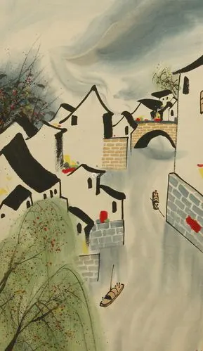 吴冠中 江南水乡 立轴-【成交 价格 图片】