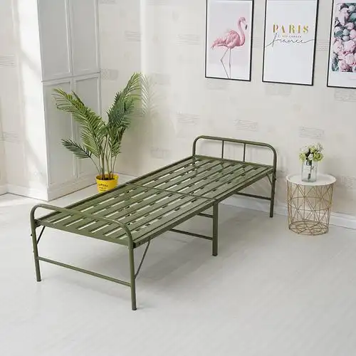 铁艺办公室两折床午休折叠床出租房简易单人床值班室单层铁床