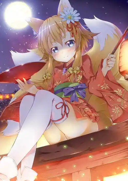 俏皮可爱的狐耳女孩插画图片