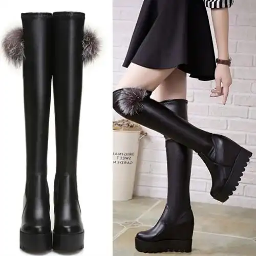 内增高长靴女过膝性感高筒靴大腿靴超长sw5050高跟瘦瘦靴坡跟皮靴