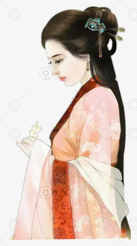 侧脸清秀手绘古代美女