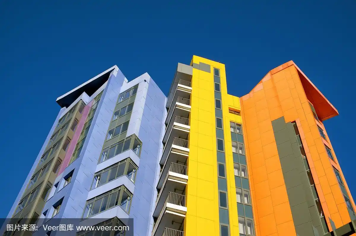 色彩鲜艳,房屋,立体主义,窗户,外立面