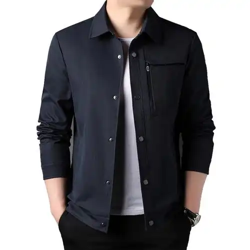 店品牌轻奢男装高端夹克男轻薄翻领商务休闲中青年爸爸装茄克衫外套