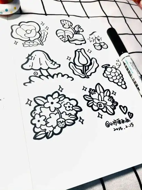 手绘doodle手帐素材小植物