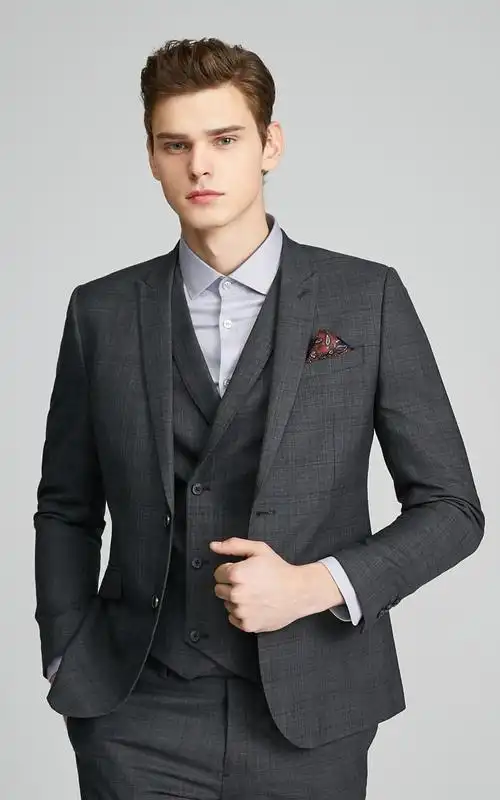 selected思莱德新款含羊毛格子修身商务西装外套男sig42015y505 午夜