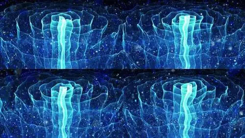 蓝色全息投影粒子牡丹花开动画