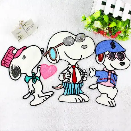 时尚毛巾绣卡通史努比大号布贴布服装辅料 t恤衣服补丁贴花卫衣绣