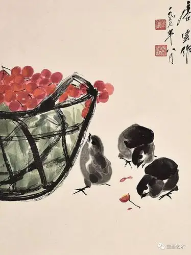 现当代名家:唐云画小鸡,好可爱!