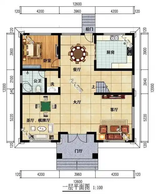 二层布局:三室一厅两卫带书房和阳台.