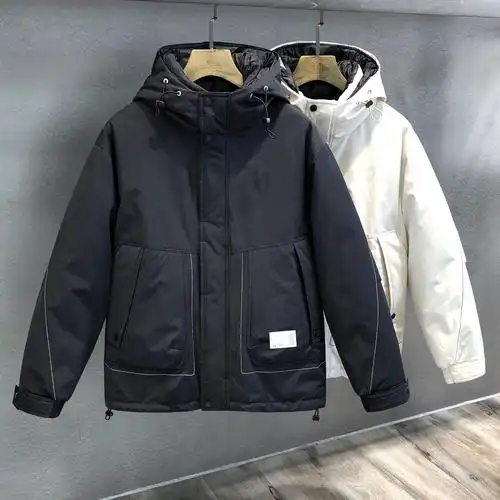 白鸭绒男士美式男装外套工装连帽冬季加厚羽绒服羽绒服