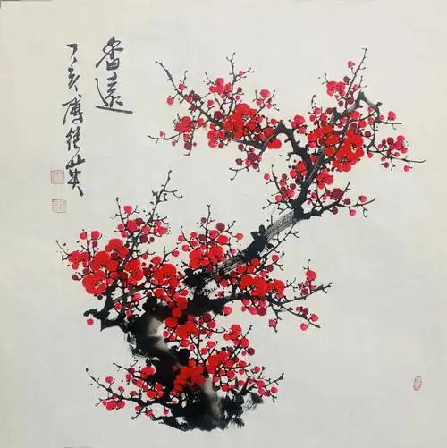 国画写意梅花香远6868cm未装裱