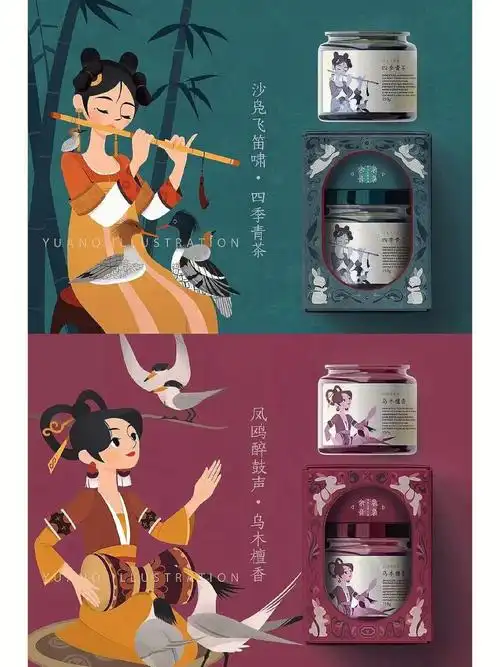 国潮系列香薰包装设计插画设计师源圈儿