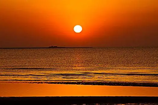 日出,大海,港口,太阳,壮观,温暖
