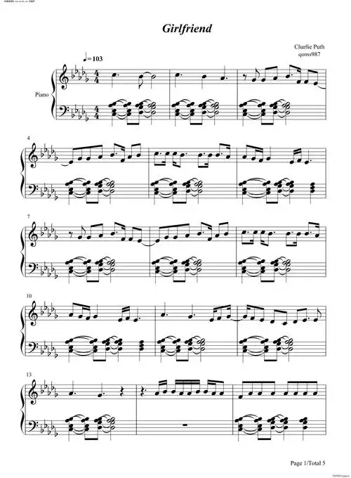 girlfriend(钢琴谱)1