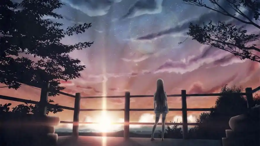 二次元唯美夕阳风景桌面壁纸