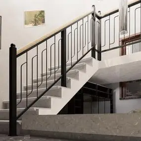 铁艺楼梯扶手阳台护栏飘窗阁楼装饰栏杆现代简约实木围栏室内家用