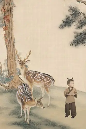 一组灰常勉强的儿童工笔画图片