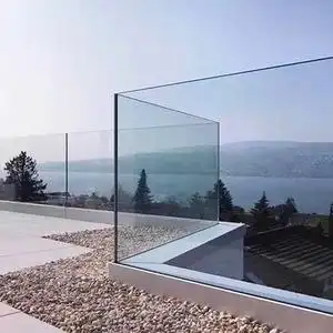 楼梯扶手不锈钢护栏钢化玻璃无框阳台栏杆室外简约轻奢自装围栏