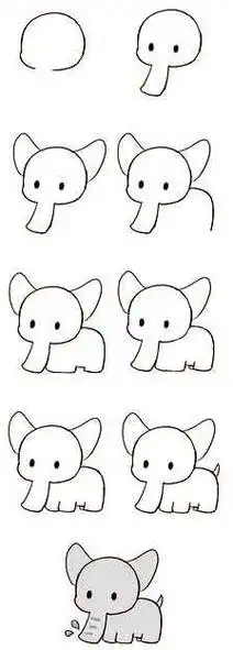 大象简笔画 大象简笔画可爱又简单 - 水彩迷