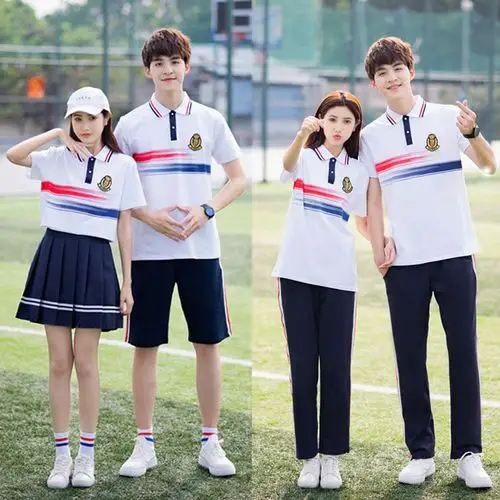 青春洋气学院风男女生运动套装高中校服韩版半学生校服