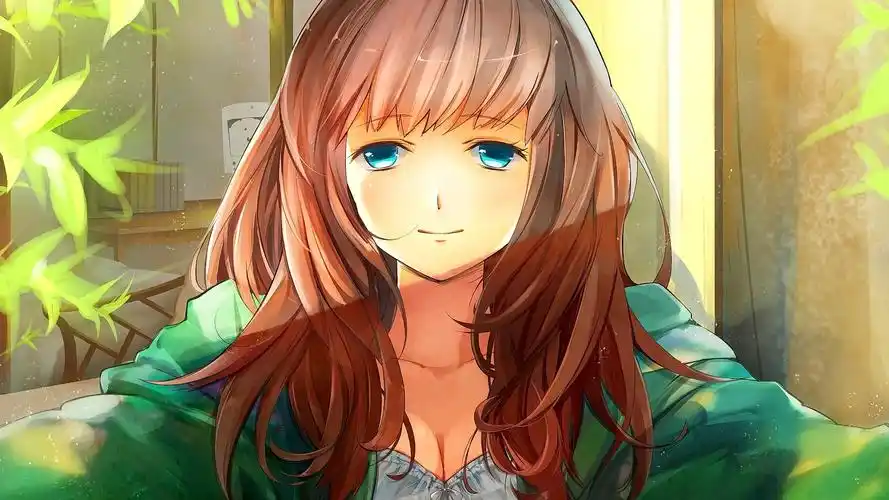 动漫女孩,动漫,长长的头发,蓝色的眼睛,看着观众,微笑,黑发壁纸1024x