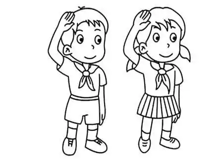 小孩敬礼简笔画 红领巾小孩敬礼简笔画 - 水彩迷