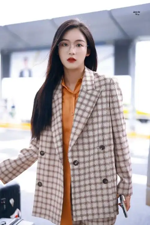 孙芮格子西装##孙芮港风西装造型