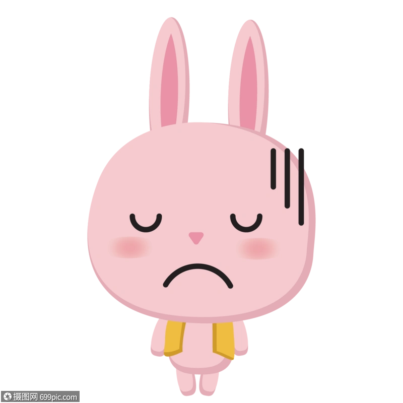 无奈黑线的小兔子搞怪卡通小表情